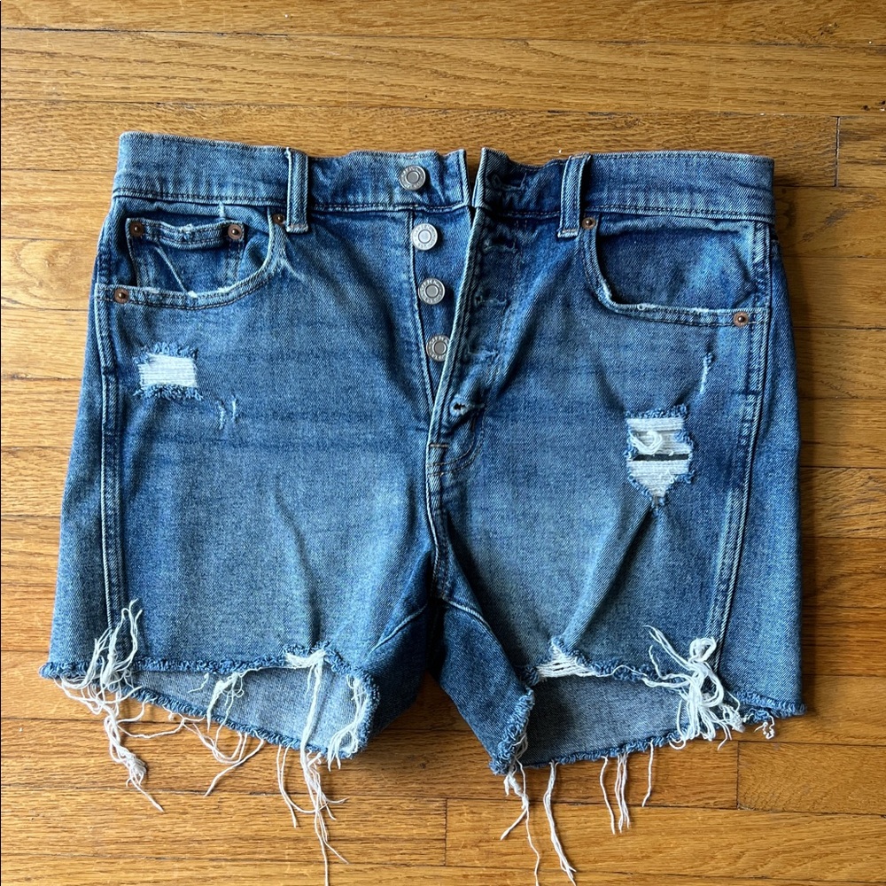 GAP Blue Distressed Jean Shorts